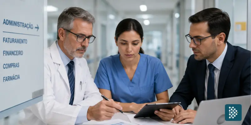 gestores de hospital reunidos para saber O que muda com a reforma tributária na saúde