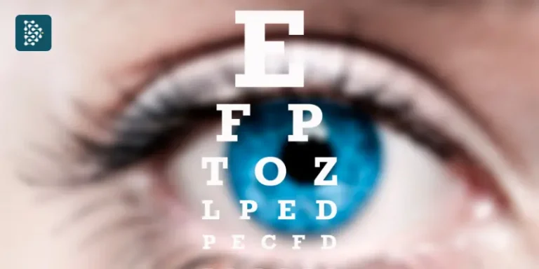 olho azul com letras de exame oftalmológico ilustrando sistema de gestão para clinica oftalmológica