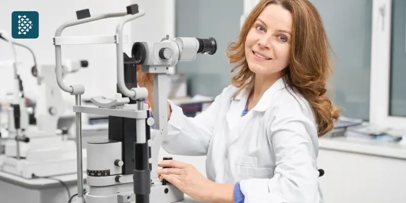 oftalmologista trabalhando em hospital de olhos
