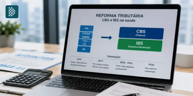tela do computador com as principais mudanças da reforma tributária para hospitais e clínicas